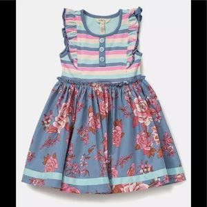 Matilda Jane Just Imagine Libby Girls’ Striped/Floral Dress 2 NWT